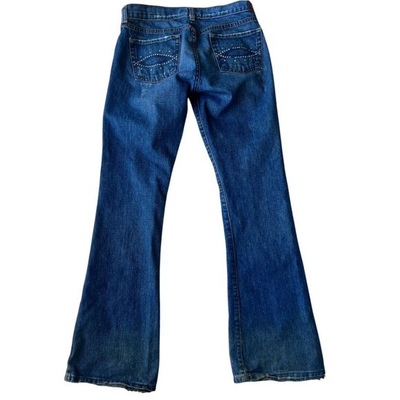 Abercrombie Fitch Women’s Madison Flare Distressed Embellished Blue Jeans Sz 4R - Picture 4 of 13